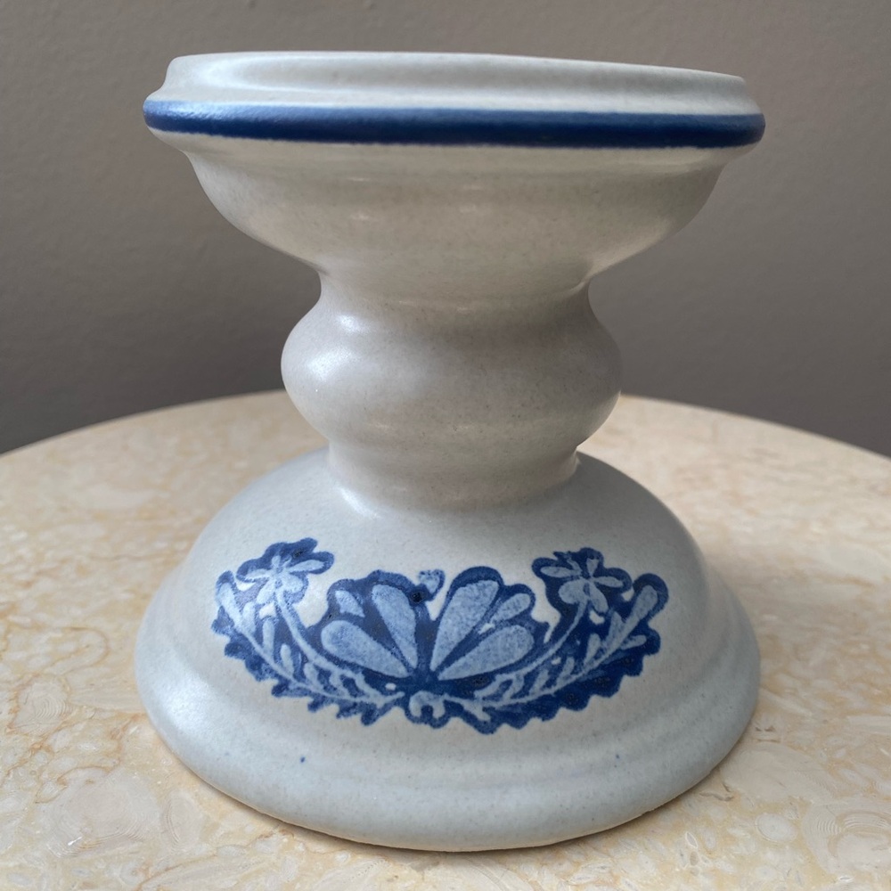 Ceramic Blue White Candle Holder Pedestal